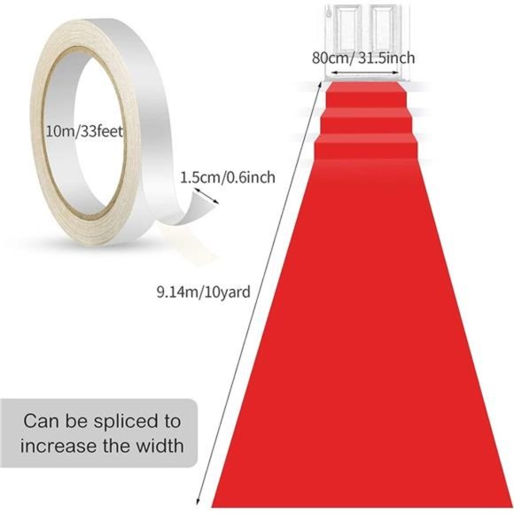 Red CarpetRunner Runway Rug 55gsm Thickness with 1Piece CarpetTape for Christmas - Picture 3 of 6